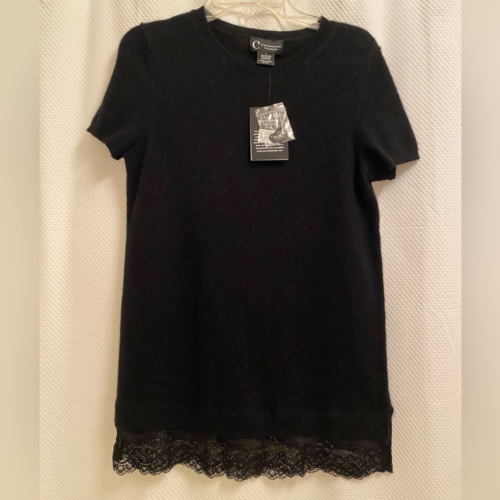 C by Bloomingdale’s Cashmere and lace top